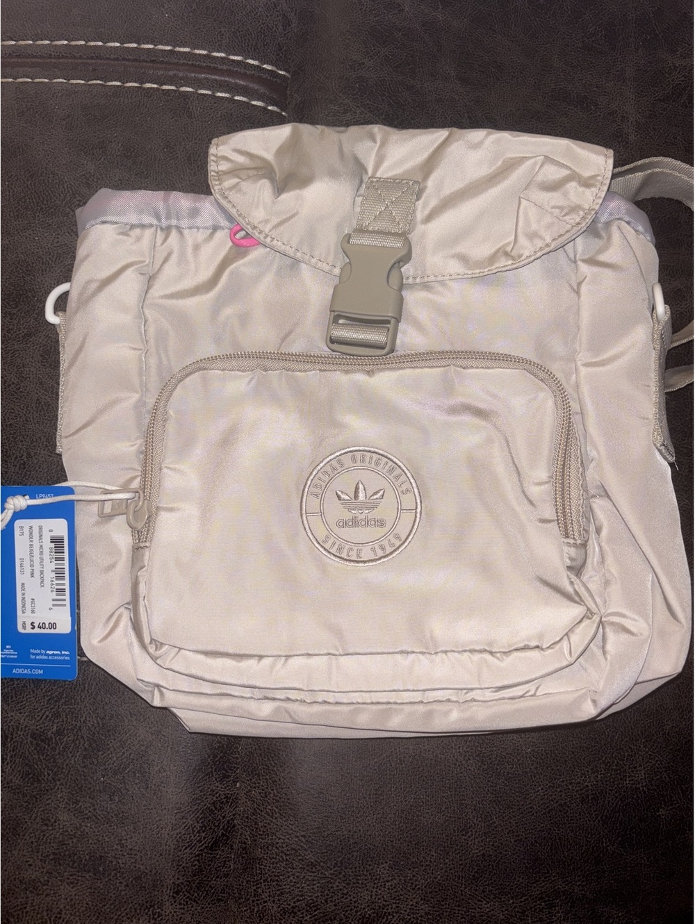 Adidas Originals Micro Utility Backpack Wonder Beige Lucid Pink NWT HC3160